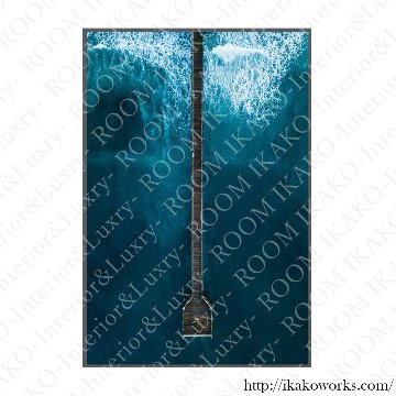 ブルーの海景色とサンセットアート｜キャンバスアート[f755]の画像