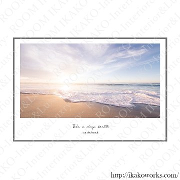 ブルーの海景色とサンセットアート｜キャンバスアート[f755]の画像