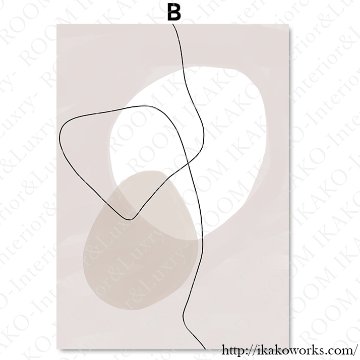 【国内配送・送料無料】抽象×ベージュ×線画×植物×葉モチーフ×リーフ×キャンバスアート×アートポスター【1~3営業日で出荷】[f761]の画像