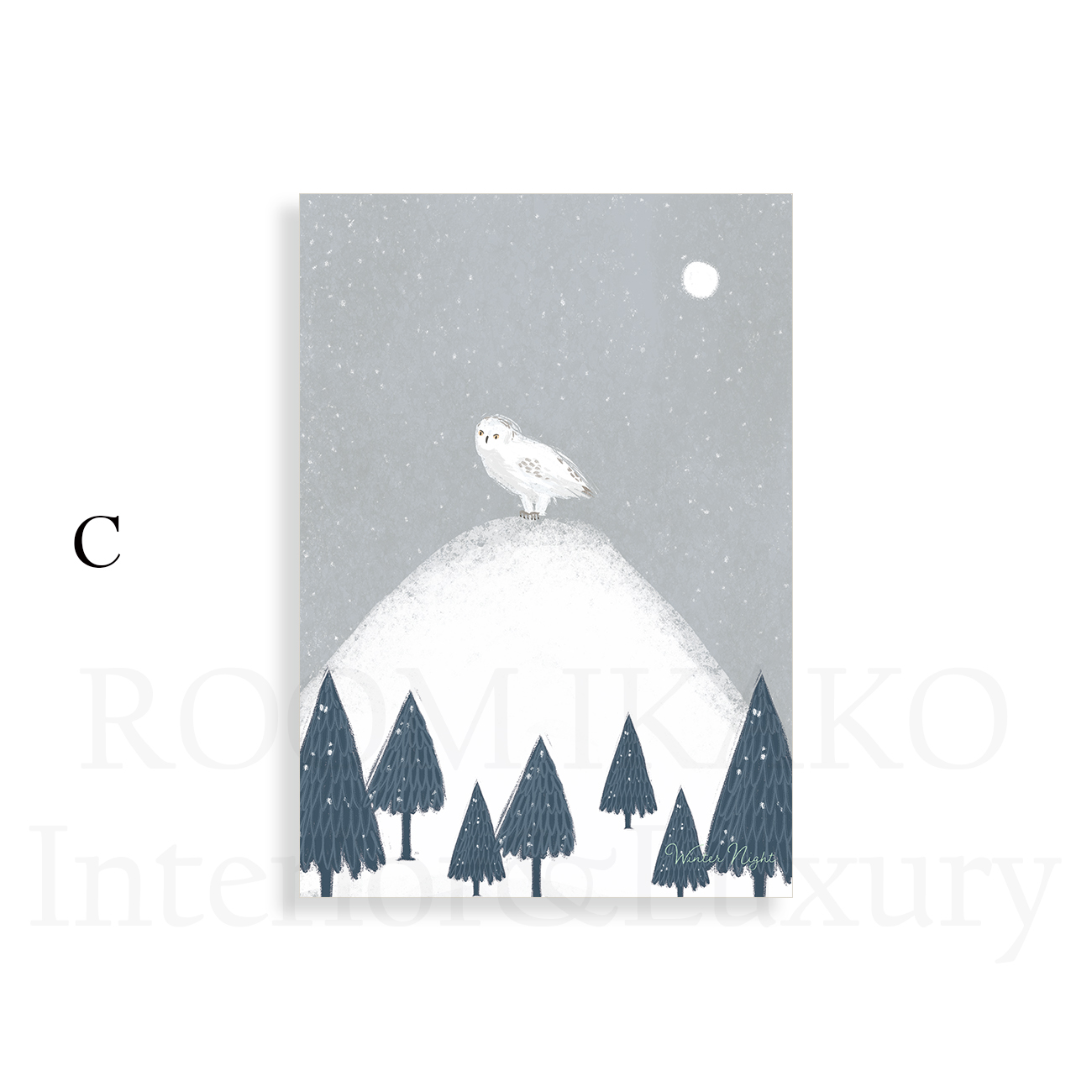 国内配送・送料無料】winter night×冬の夜シンプルイラストアート×鹿