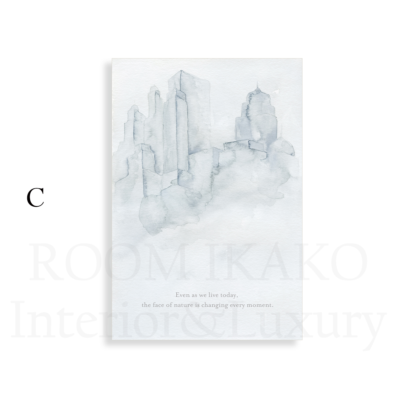 鹿と雪景色の冬・抽象キャンバスアート[f767]の画像