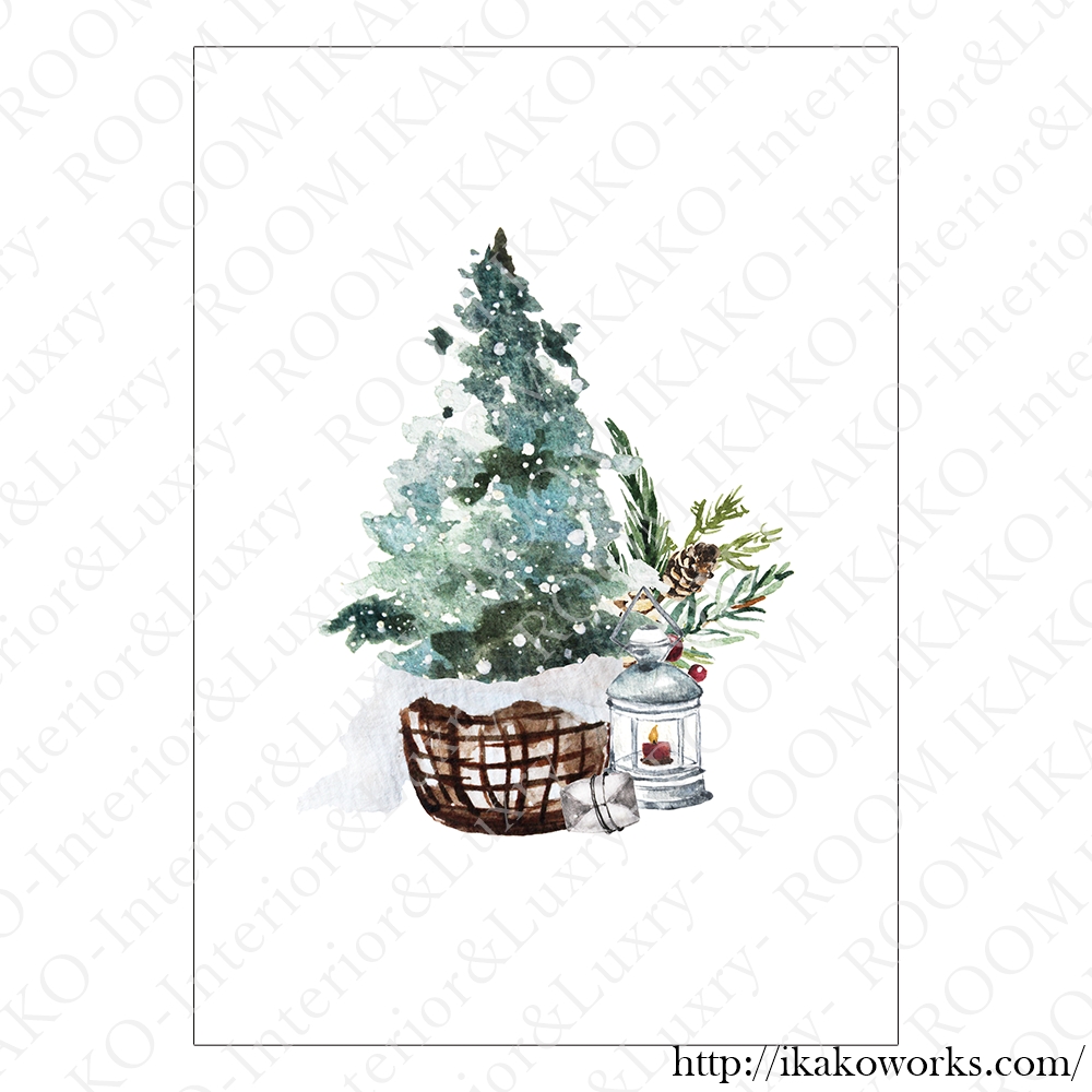 【国内配送・送料無料】クリスマスツリー×リースイラスト×Christmas・Xmas×キャンバスアート×アートポスター【1~3営業日で出荷】[f768]の画像