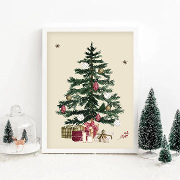 【国内配送・送料無料】クリスマスツリー×リースイラスト×Christmas・Xmas×キャンバスアート×アートポスター【1~3営業日で出荷】[f768]の画像