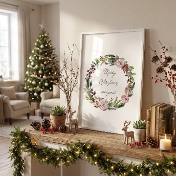 【国内配送・送料無料】クリスマスツリー×リースイラスト×Christmas・Xmas×キャンバスアート×アートポスター【1~3営業日で出荷】[f768]の画像