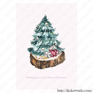 【国内配送・送料無料】クリスマスツリー×リースイラスト×Christmas・Xmas×キャンバスアート×アートポスター【1~3営業日で出荷】[f768]の画像