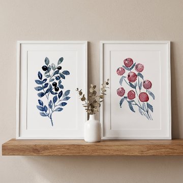 【国内配送・送料無料】植物×水彩×グリーン×フラワー花×イラストキャンバスアート×アートポスター【1~3営業日で出荷】[f774]の画像