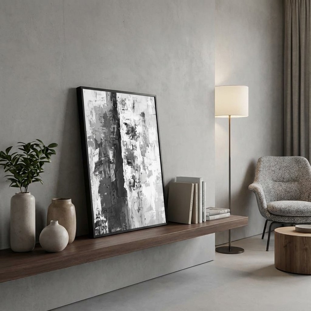 国内配送・送料無料】モノトーン抽象画×グランジアート×キャンバス