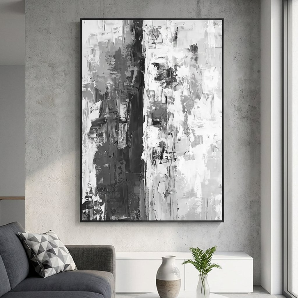 国内配送・送料無料】モノトーン抽象画×グランジアート×キャンバス