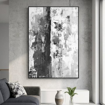 国内配送・送料無料】モノトーン抽象画×グランジアート×キャンバス