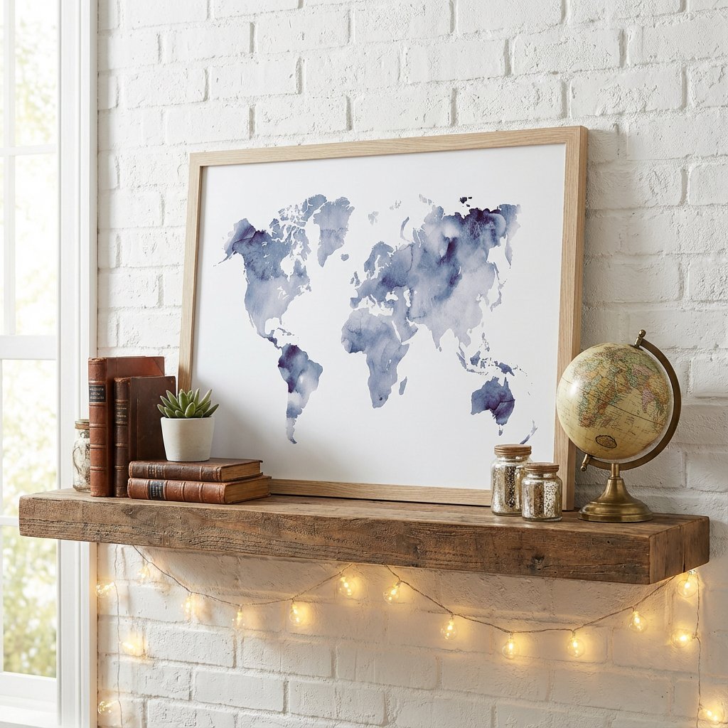 国内配送・送料無料】世界地図×水彩ニュアンス×エメラルドグリーン