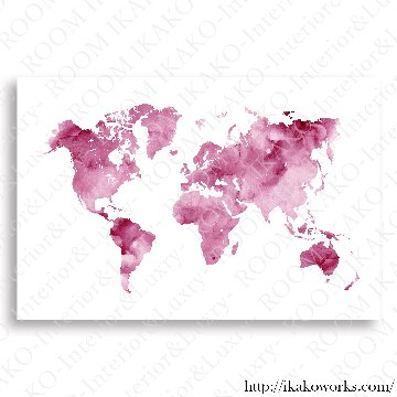 【国内配送・送料無料】世界地図×水彩ニュアンス×エメラルドグリーン×ブルー×ピンク×グレー×キャンバスアート×アートポスター【1~3営業日で出荷】[f780]の画像