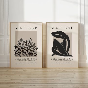 国内配送・送料無料】抽象イラスト×モノトーン×花×マティス×現代アート