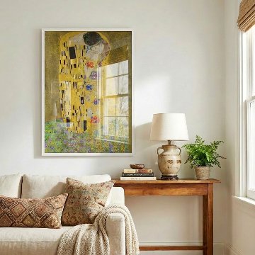 【国内配送・送料無料】グスタフ・クリムト 【接吻】×Gustav Klimt［The Kiss］油彩アート×キャンバスアート×アートポスター【1~3営業日で出荷】[f790]の画像