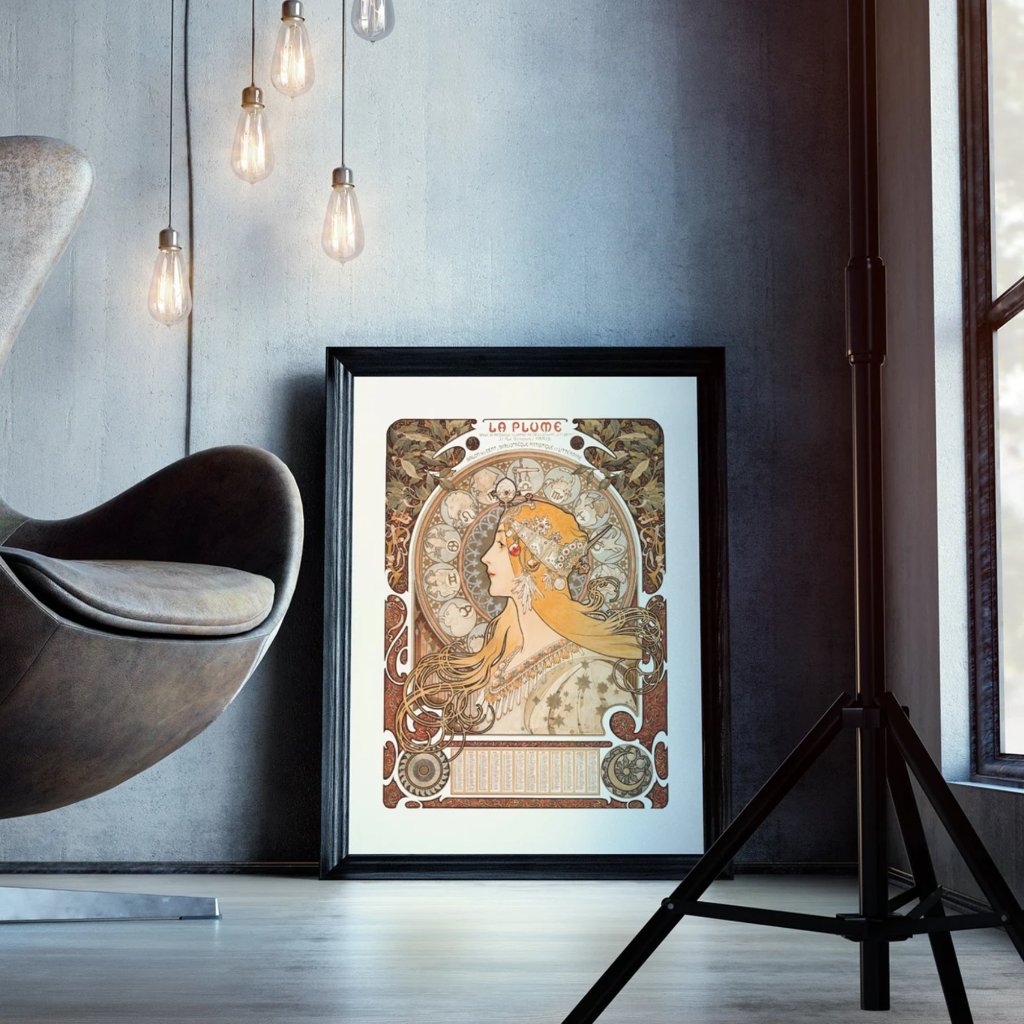 【国内配送・送料無料】ミュシャ［LA PLUME(ラ・プリューム)］Alfons Maria Mucha×キャンバスアート×アートポスター【1~3営業日で出荷】[f792]の画像