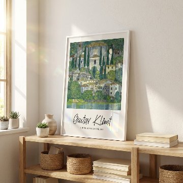 【国内配送・送料無料】グスタフ・クリムト 【カッソーネの教会】×Gustav Klimt［Church in Cassone］油彩アート×キャンバスアート×アートポスター[f793]の画像