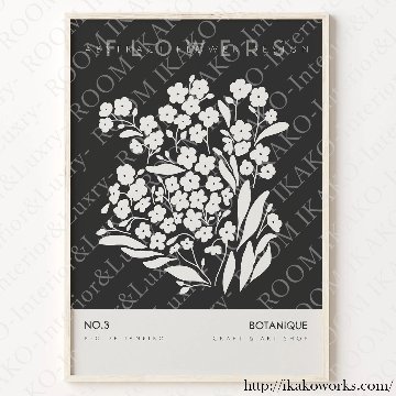 国内配送・送料無料】花の抽象画×フラワーシルエットイラスト×シンプル