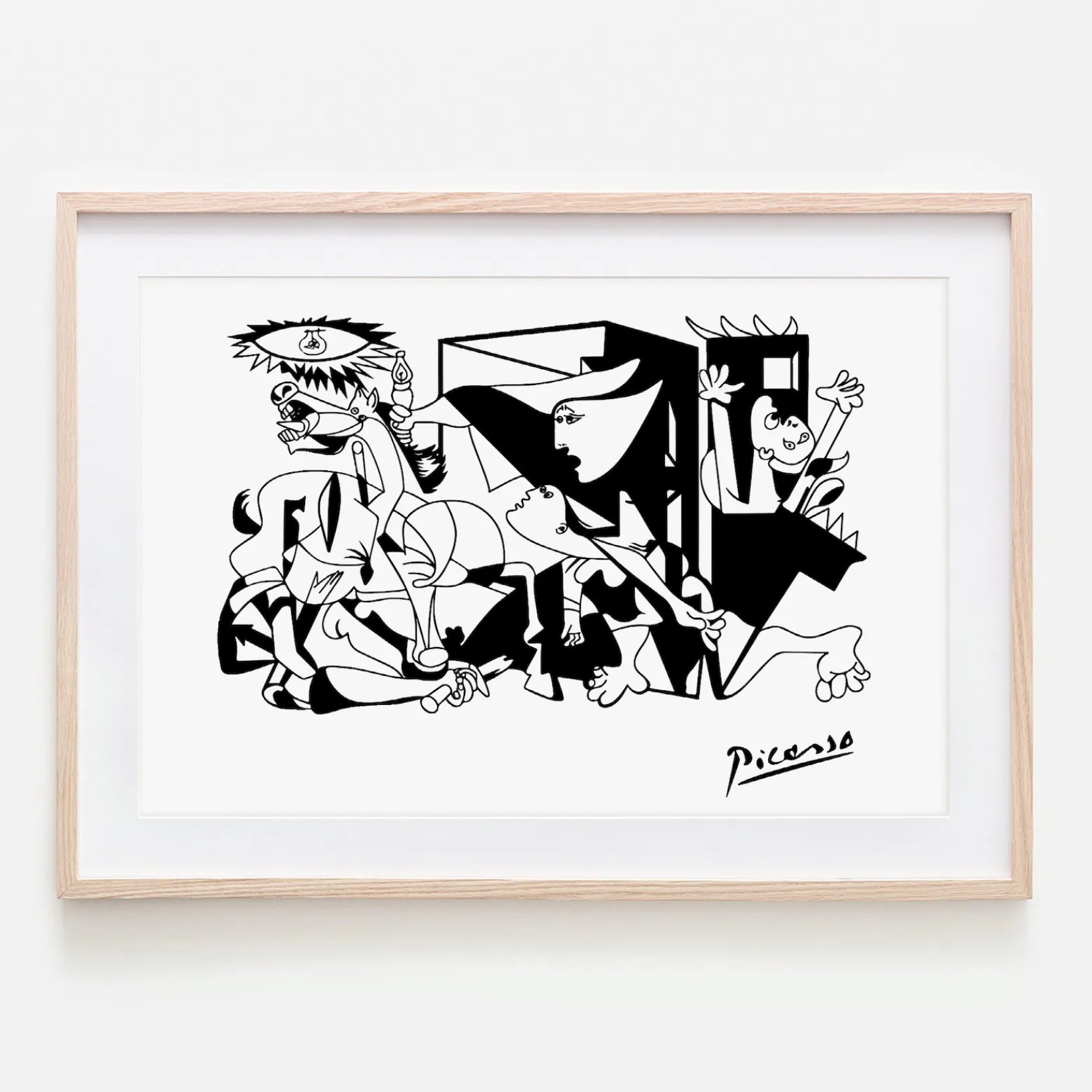 【国内配送・送料無料】ピカソPicasso×「ゲルニカ」モチーフ×モノクロ×キャンバスアート×アートポスター【1~3営業日で出荷】[f802]の画像