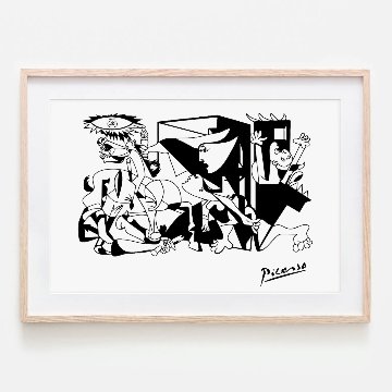 【国内配送・送料無料】ピカソPicasso×「ゲルニカ」モチーフ×モノクロ×キャンバスアート×アートポスター【1~3営業日で出荷】[f802]の画像
