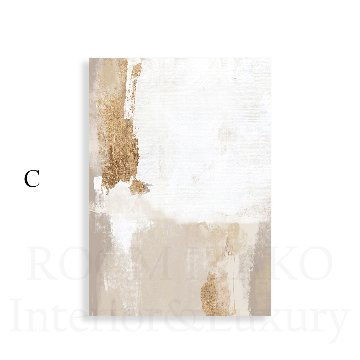【国内配送・送料無料】上品ベージュ・ゴールド抽象画×油彩×キャンバスアート×アートポスター【1~3営業日で出荷】[f806]の画像