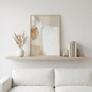 【国内配送・送料無料】上品ベージュ・ゴールド抽象画×油彩×キャンバスアート×アートポスター【1~3営業日で出荷】[f806]の画像