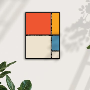 バウハウスインスパイア・カラーブロック抽象画｜キャンバスアート[f810]の画像