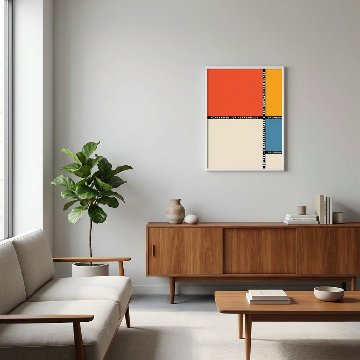 バウハウスインスパイア・カラーブロック抽象画｜キャンバスアート[f810]の画像