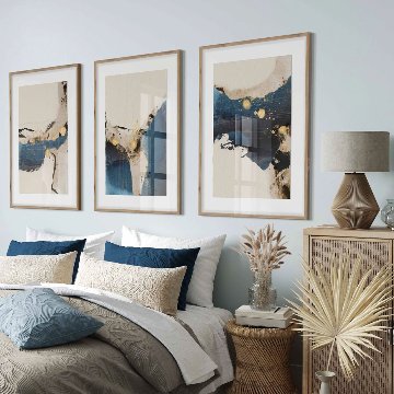 【国内配送・送料無料】和×抽象画×ジャパンディ×ホテルライクモダン×ディープブルー×モダン×キャンバスアート×アートポスター【1~3営業日で出荷】[f814]の画像