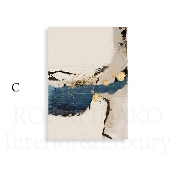 ネイビーとゴールドのモダン抽象画｜キャンバスアート[f814]の画像