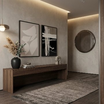 ブラック×ベージュのモダン抽象キャンバスアート[f817]の画像