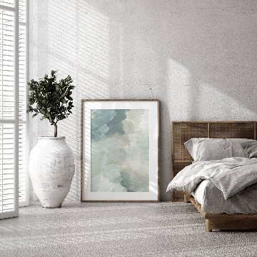 セージグリーンのニュアンス抽象キャンバスアート[f818]の画像