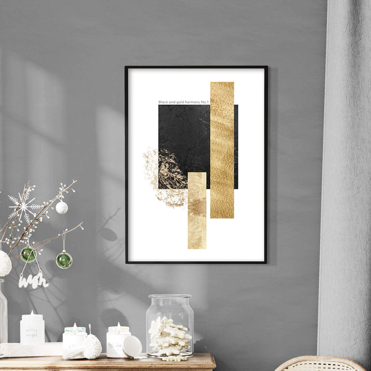 【国内配送・送料無料】「Golden」Seleneaアート×ブラックゴールド×上品キャンバスアート×アートポスター【1~3営業日で出荷】[f822]の画像