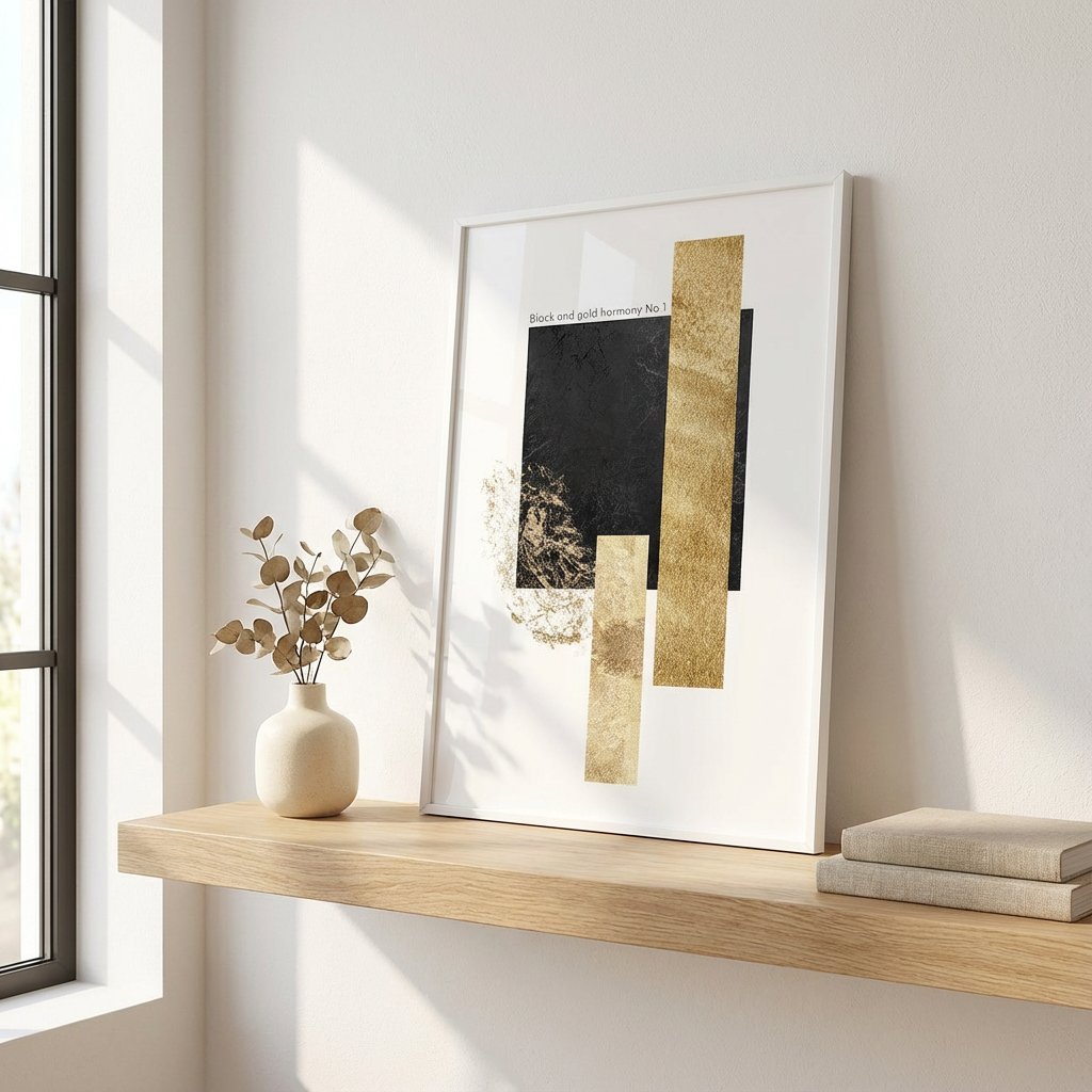 【国内配送・送料無料】「Golden」Seleneaアート×ブラックゴールド×上品キャンバスアート×アートポスター【1~3営業日で出荷】[f822]の画像