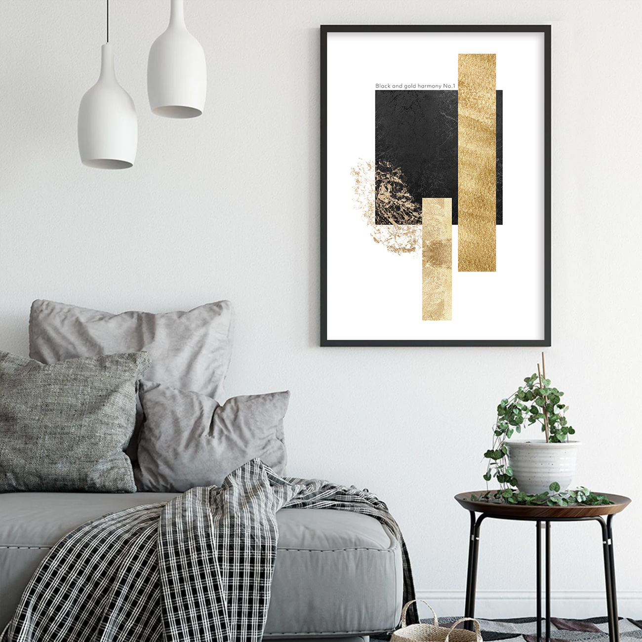 【国内配送・送料無料】「Golden」Seleneaアート×ブラックゴールド×上品キャンバスアート×アートポスター【1~3営業日で出荷】[f822]の画像