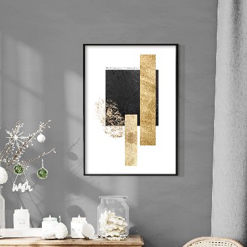 【国内配送・送料無料】「Golden」Seleneaアート×ブラックゴールド×上品キャンバスアート×アートポスター【1~3営業日で出荷】[f822]の画像