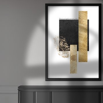 【国内配送・送料無料】「Golden」Seleneaアート×ブラックゴールド×上品キャンバスアート×アートポスター【1~3営業日で出荷】[f822]の画像
