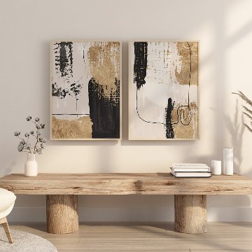 【国内配送・送料無料】抽象画×ゴールド＆ライン×ホテルライク×キャンバスアート×アートポスター【1~3営業日で出荷】[f823]の画像