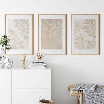 【国内配送・送料無料】観葉植物×ベージュ×葉・リーフ×ナチュラル×キャンバスアート×アートポスター【1~3営業日で出荷】[f825]の画像