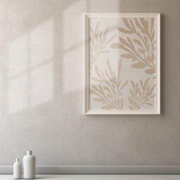 【国内配送・送料無料】観葉植物×ベージュ×葉・リーフ×ナチュラル×キャンバスアート×アートポスター【1~3営業日で出荷】[f825]の画像