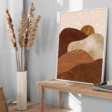 【国内配送・送料無料】ブラウン×ウェーブ×油彩抽象デザイン×キャンバスアート×アートポスター【1~3営業日で出荷】[f828]の画像