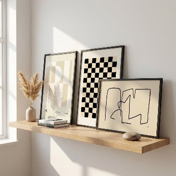 【国内配送・送料無料】モダン抽象デザイン×モノトーン×幾何学×キャンバスアート×アートポスター【1~3営業日で出荷】[f830]の画像