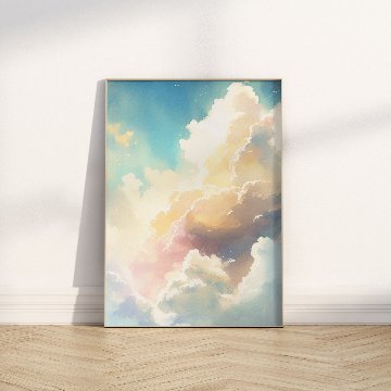 【国内配送・送料無料】幻想的な空×カラフル×雲×ファンタジー×キャンバスアート×アートポスター【1~3営業日で出荷】[f831]の画像