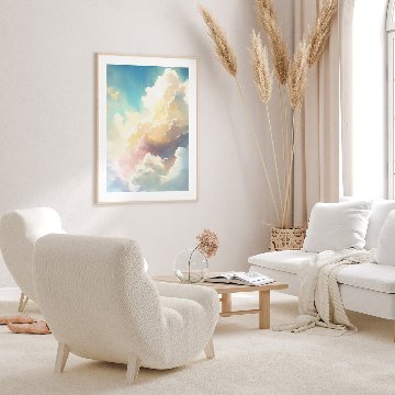 パステルカラーの幻想的な雲と空のアート｜キャンバスアート[f831]の画像