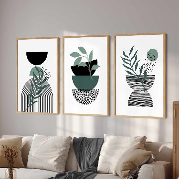 【国内配送・送料無料】グリーン×葉・リーフ抽象×夏デザインアート×キャンバスアート×アートポスター【1~3営業日で出荷】[f834]の画像