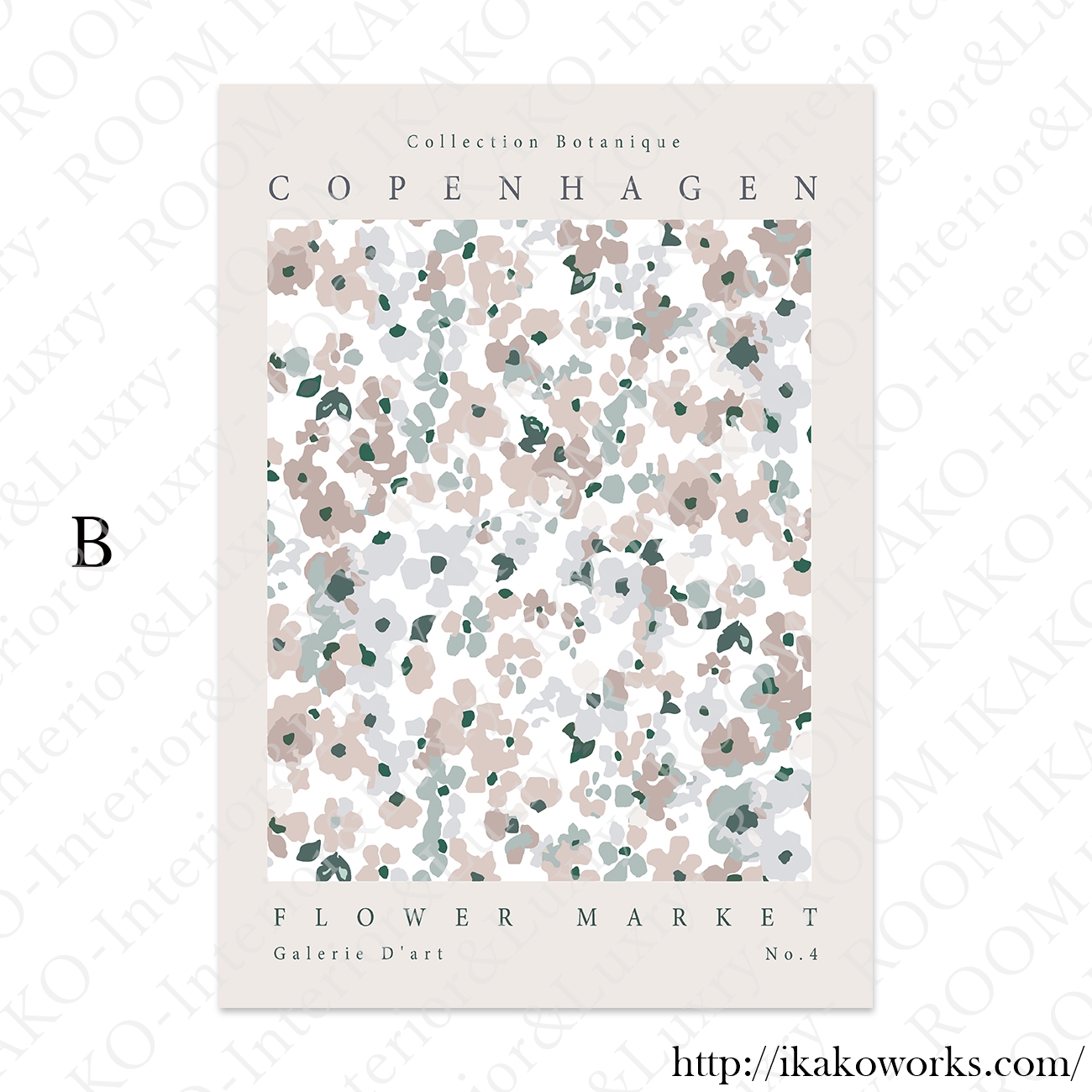 【国内配送・送料無料】ベビーピンク・ピンクブラウン×フラワーマーケット×キャンバスアート×アートポスター【1~3営業日で出荷】[f836]の画像