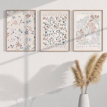 【国内配送・送料無料】ベビーピンク・ピンクブラウン×フラワーマーケット×キャンバスアート×アートポスター【1~3営業日で出荷】[f836]の画像