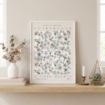 【国内配送・送料無料】ベビーピンク・ピンクブラウン×フラワーマーケット×キャンバスアート×アートポスター【1~3営業日で出荷】[f836]の画像