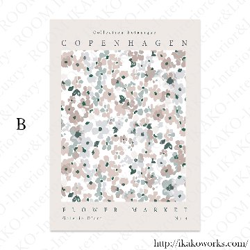 【国内配送・送料無料】ベビーピンク・ピンクブラウン×フラワーマーケット×キャンバスアート×アートポスター【1~3営業日で出荷】[f836]の画像