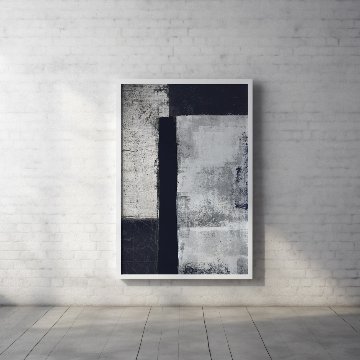 ブラック×グレーのコンクリートブロックアート｜キャンバスアート[f841]の画像