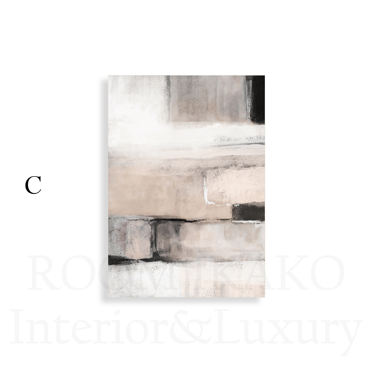 【国内配送・送料無料】ピンク抽象×ベージュブラック・デザイン×キャンバスアート×アートポスター【1~3営業日で出荷】[f843]の画像