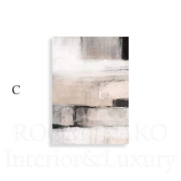 【国内配送・送料無料】ピンク抽象×ベージュブラック・デザイン×キャンバスアート×アートポスター【1~3営業日で出荷】[f843]の画像